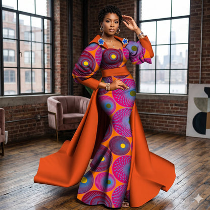 Super Elegant African Ankara Gown with a Train