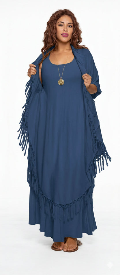 Marokkaanse magische jurk met franje van klein tot 5X