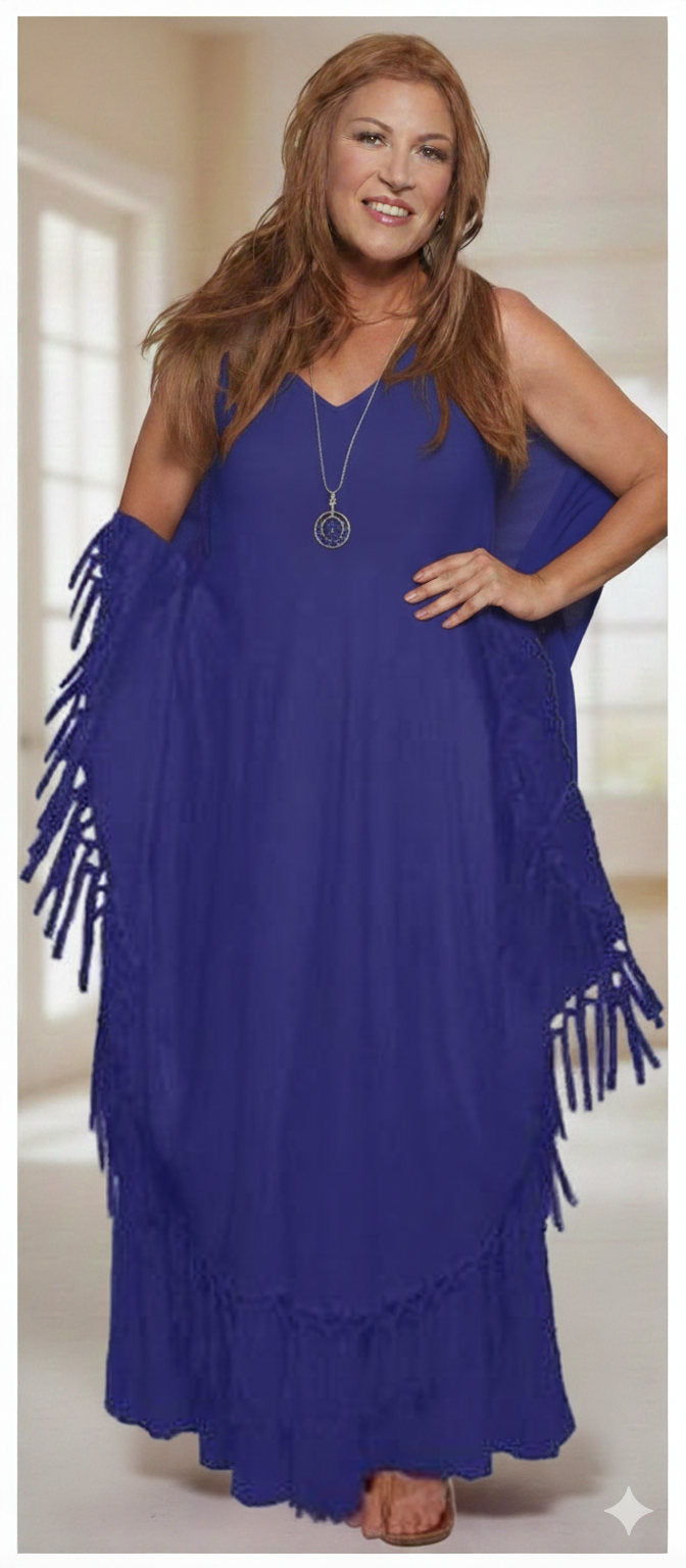 Marokkaanse magische jurk met franje van klein tot 5X