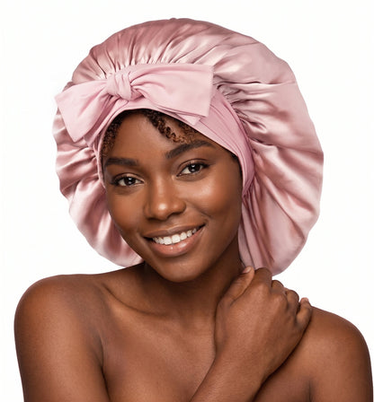 Double Layer 100% 19 Momme Mulberry Silk Bonnet for Curly Short Long Hair Non-Slip