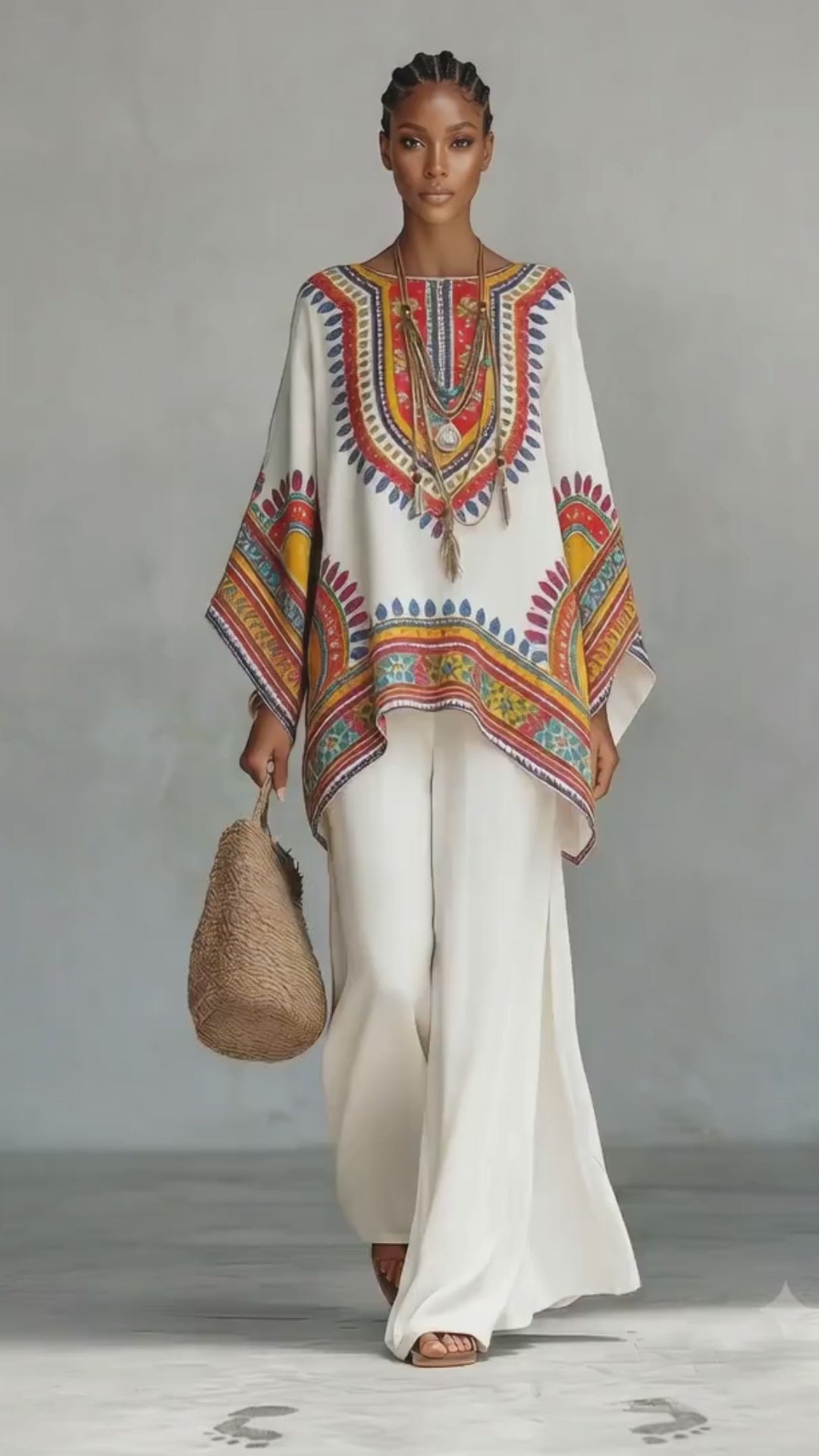 Nomad Two-Piece Set – Oversized Kaftan Top Wide-Leg Trousers