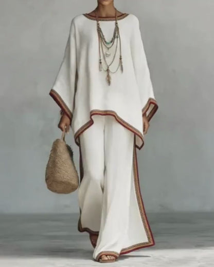 Nomad Two-Piece Set – Oversized Kaftan Top Wide-Leg Trousers