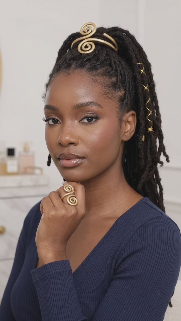 Double Swirl Loc Cuff &amp; Ring Set