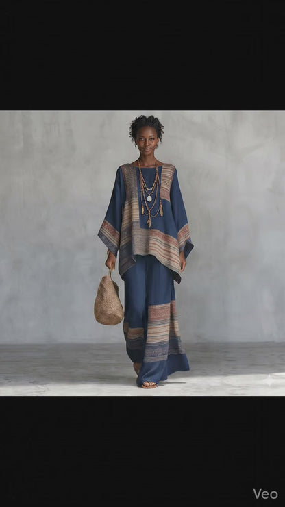 Nomad Two-Piece Set – Oversized Kaftan Top Wide-Leg Trousers