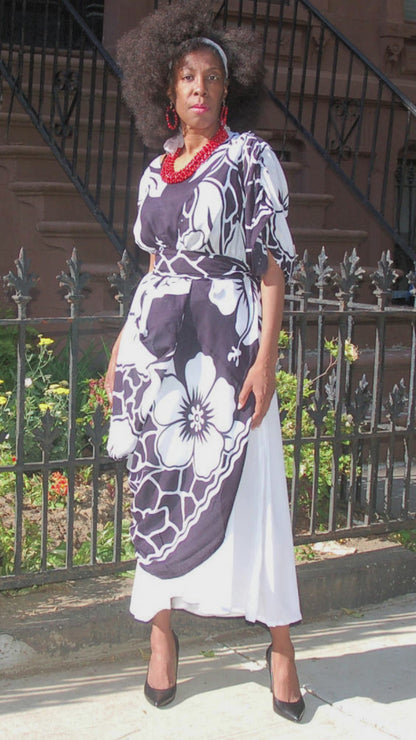 Moroccan Magic Dress Black and White Flowers