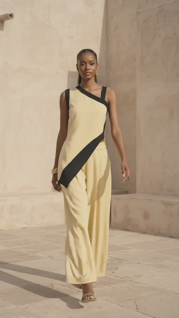 Asymmetric Two-Piece Tunic &amp; Wide-Leg Pants Set