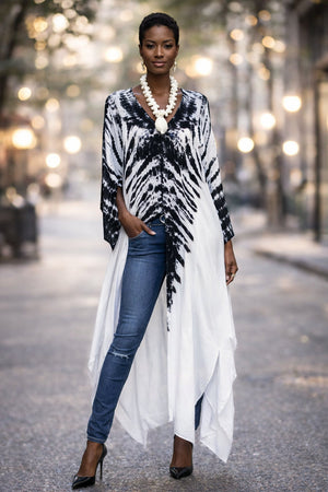 grey and white tie dye dress TIE DYE MAXI D' Angelette Studio & Fashion Design