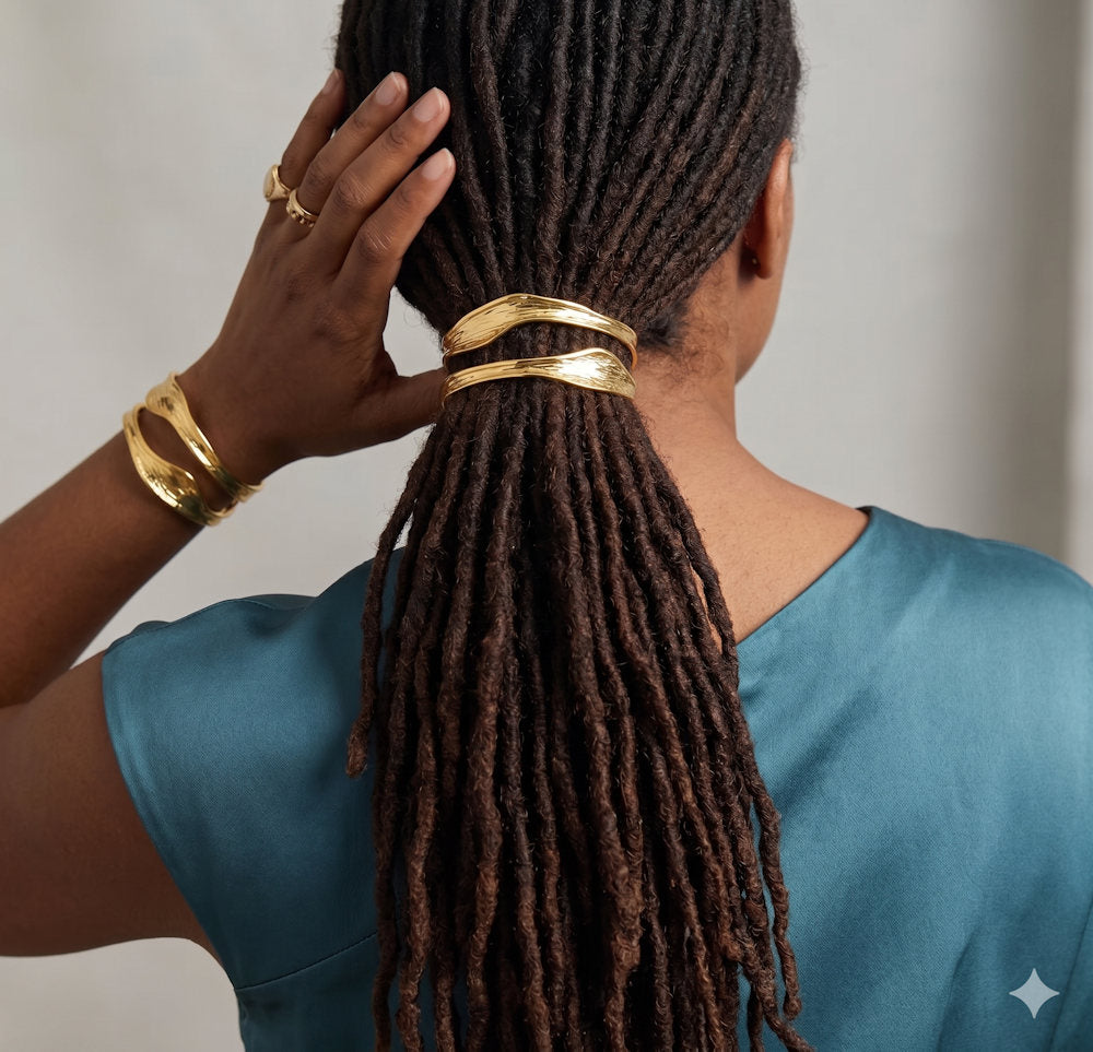 Double Layers Wavy Texture Oil Pressure Bracelet Stainless Steel Tarnish Free Jewelry For Women&