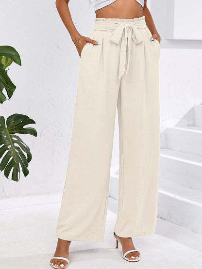 High Waist Wide Leg Palazzo Pants with Pockets with Loose Belt and super Flowy