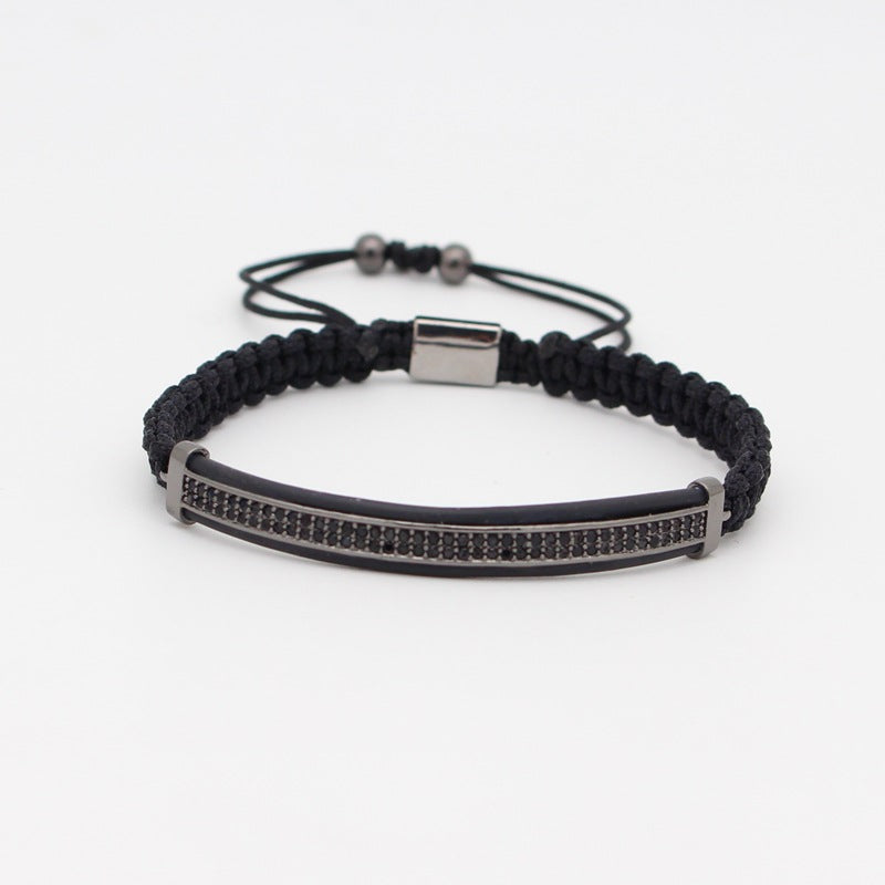 Hand-woven double row diamond crescent bracelet/Hair Tie