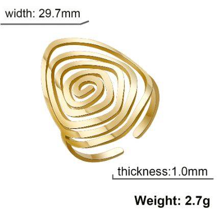 Bague géométrique tourbillon doré pour femme