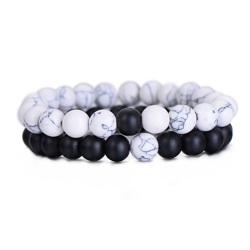 Lovers Bracelet Black/White Beads