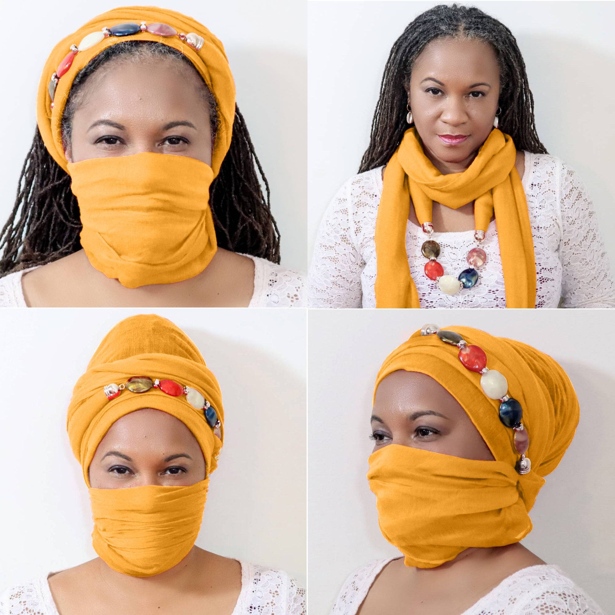 Multi-Wear Headwrap Scarf with stone jewelry