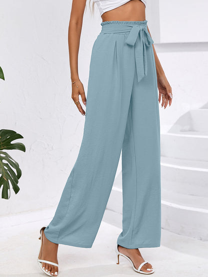 High Waist Wide Leg Palazzo Pants with Pockets with Loose Belt and super Flowy