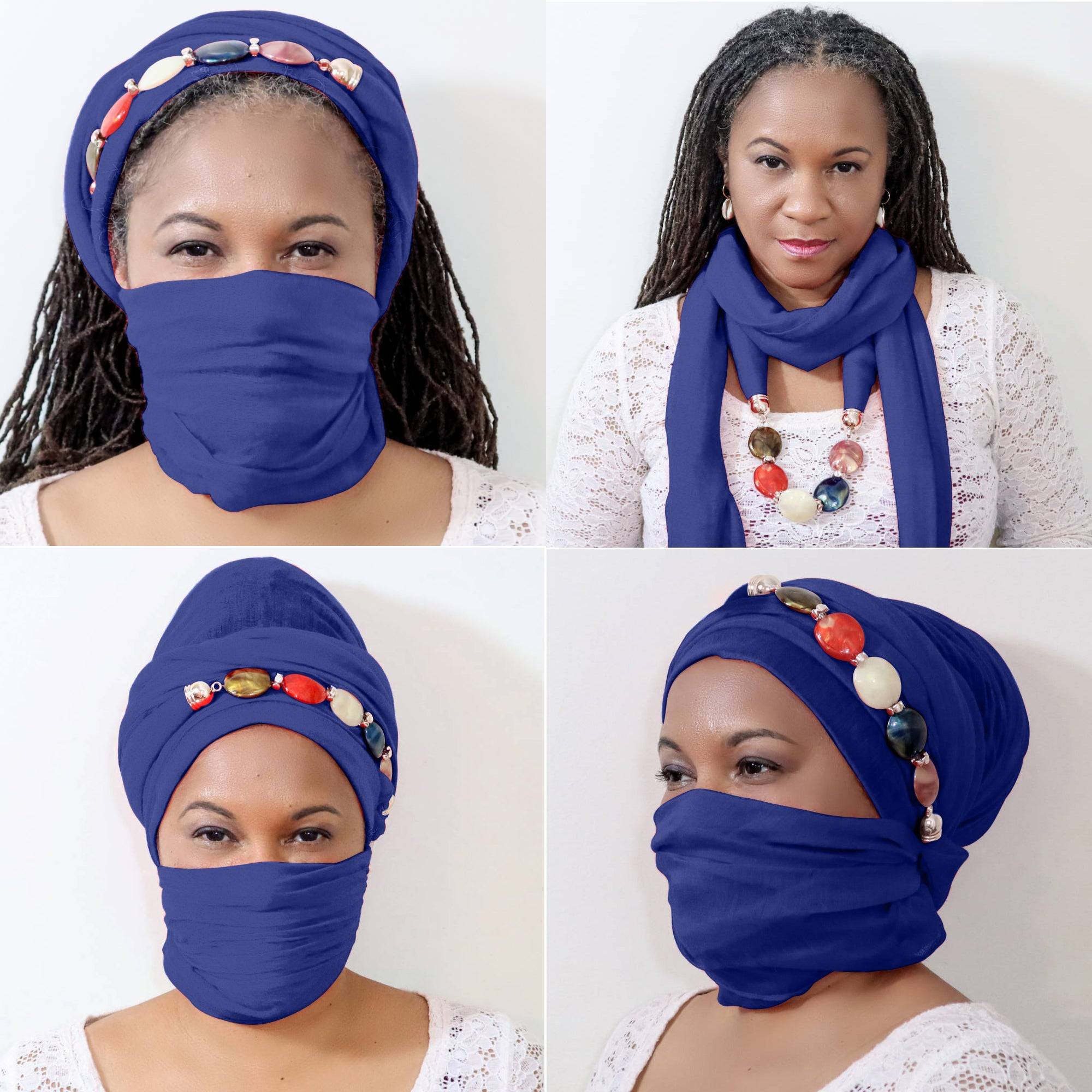 Multi-Wear Headwrap Scarf with stone jewelry