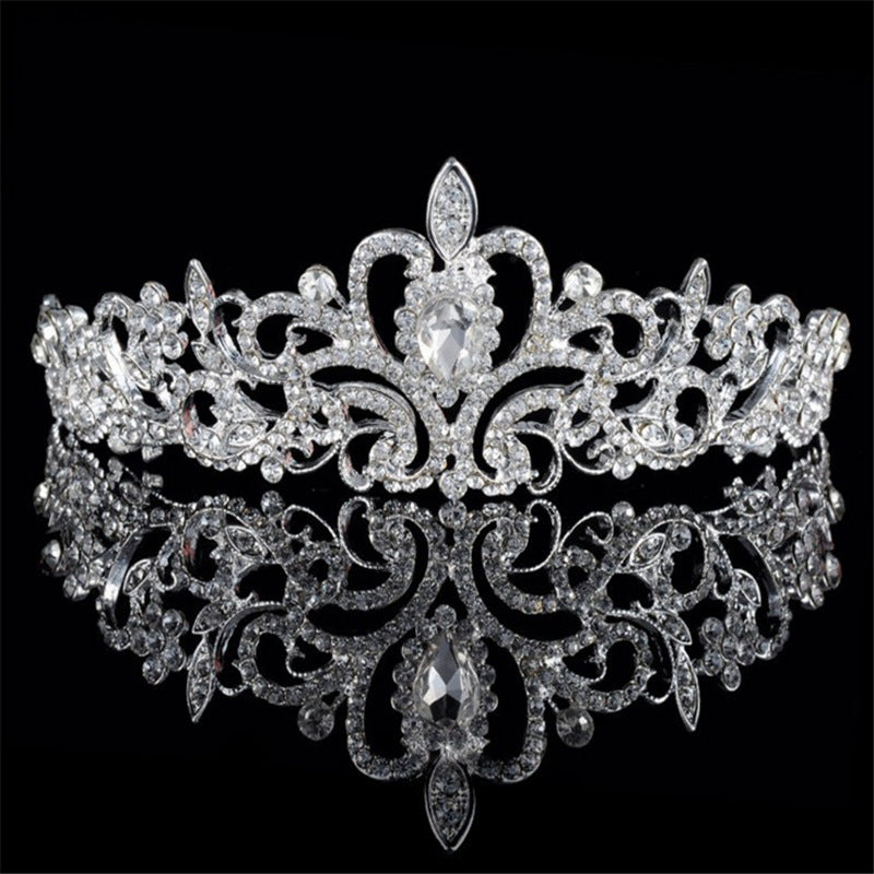 Handmade silver crown with rhinestones and pearls