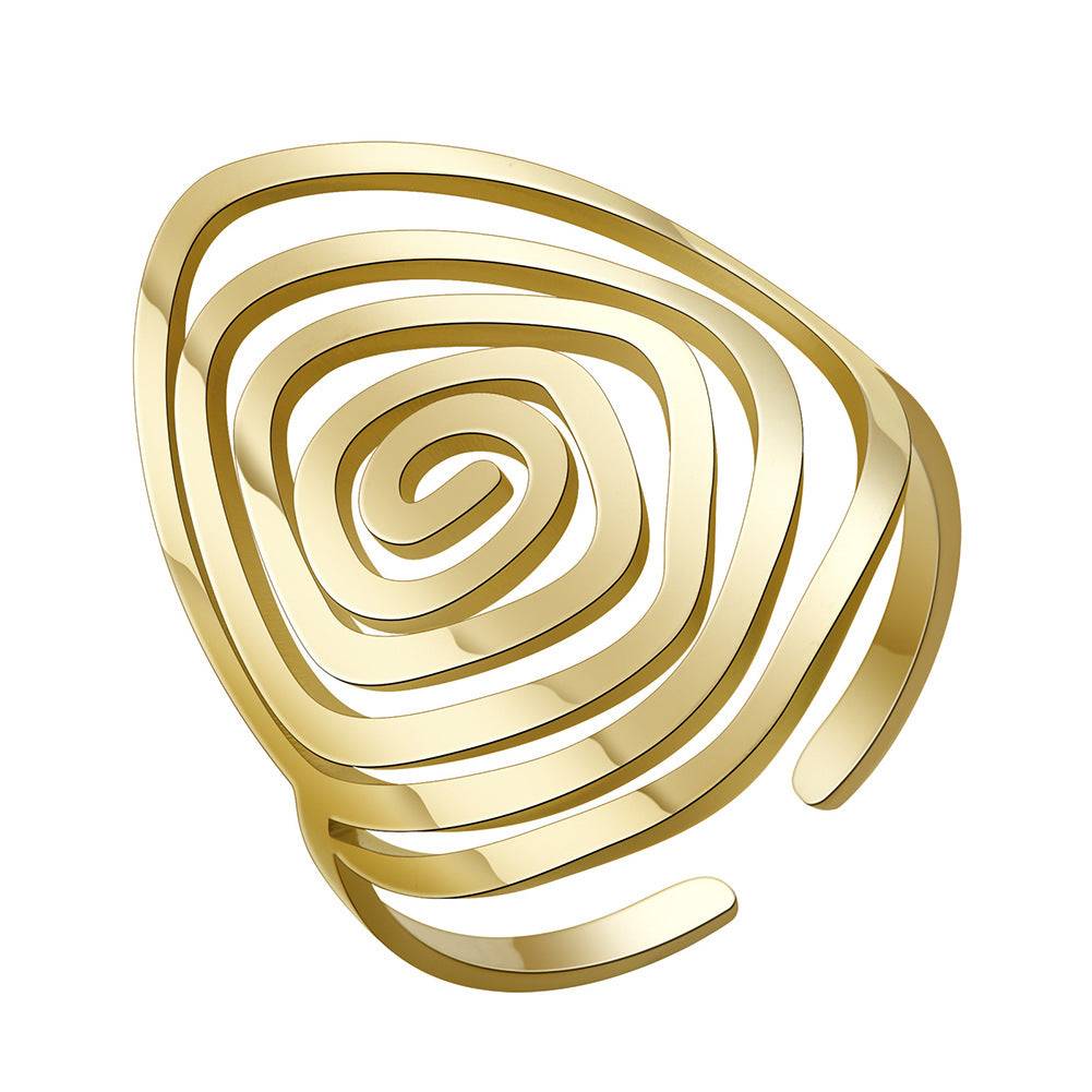 Bague géométrique tourbillon doré pour femme