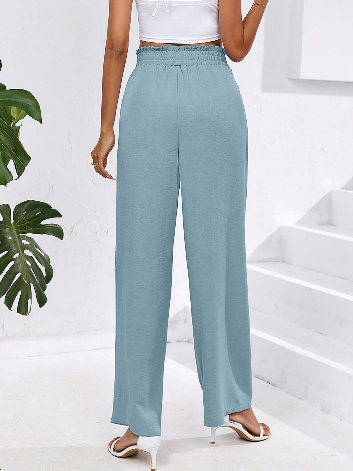 High Waist Wide Leg Palazzo Pants with Pockets with Loose Belt and super Flowy