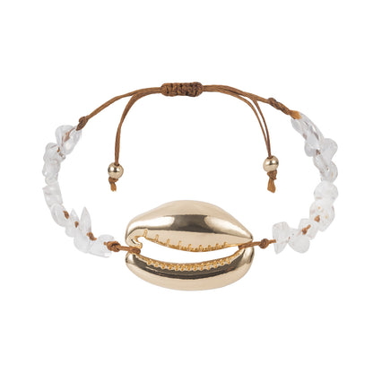 Cowrie Shell Bracelet in natural and gold
