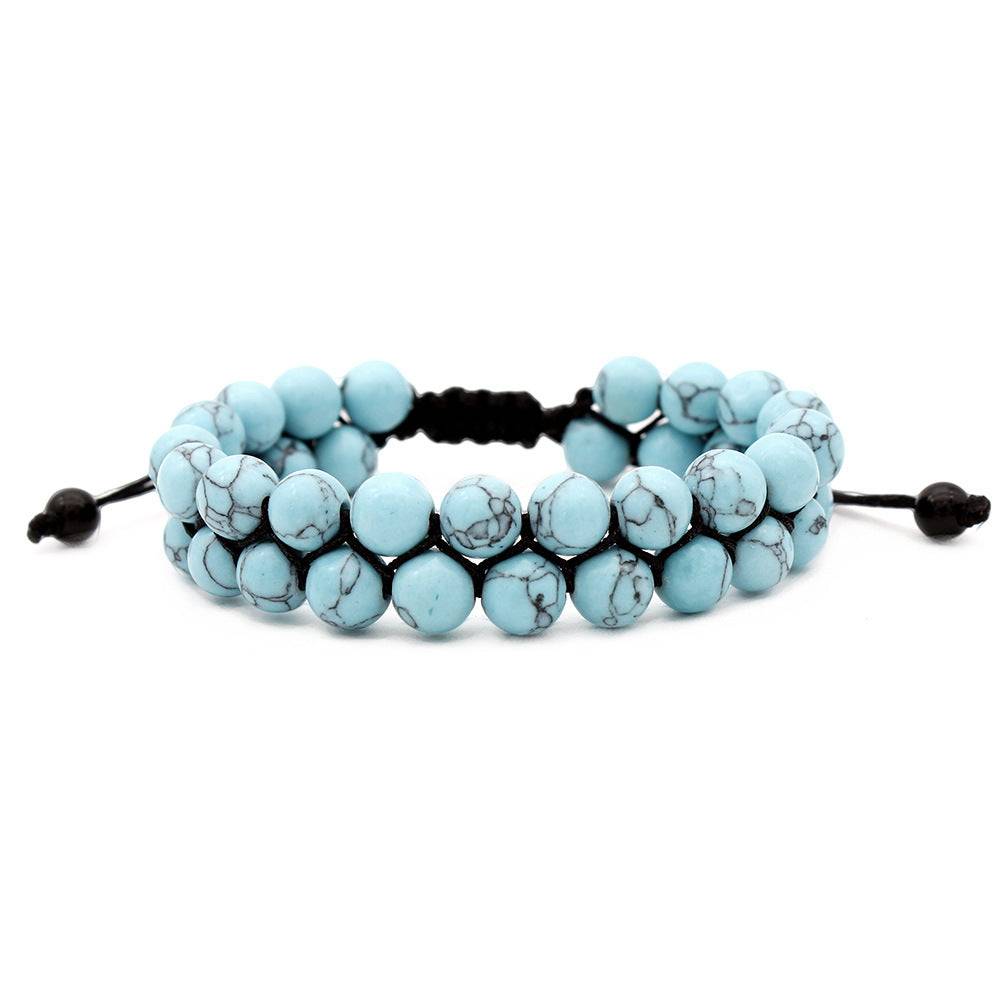 Élastique à cheveux double perles en pierre volcanique - Bracelet