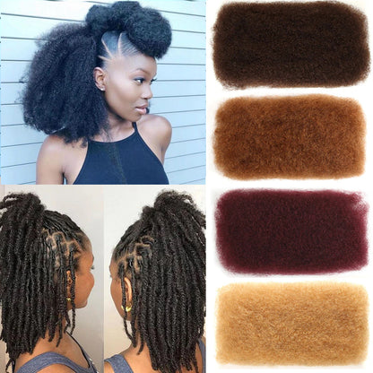 Remy Peruvian Afro Kinky Bulk Human Hair for Locs &amp; Braids - Color 