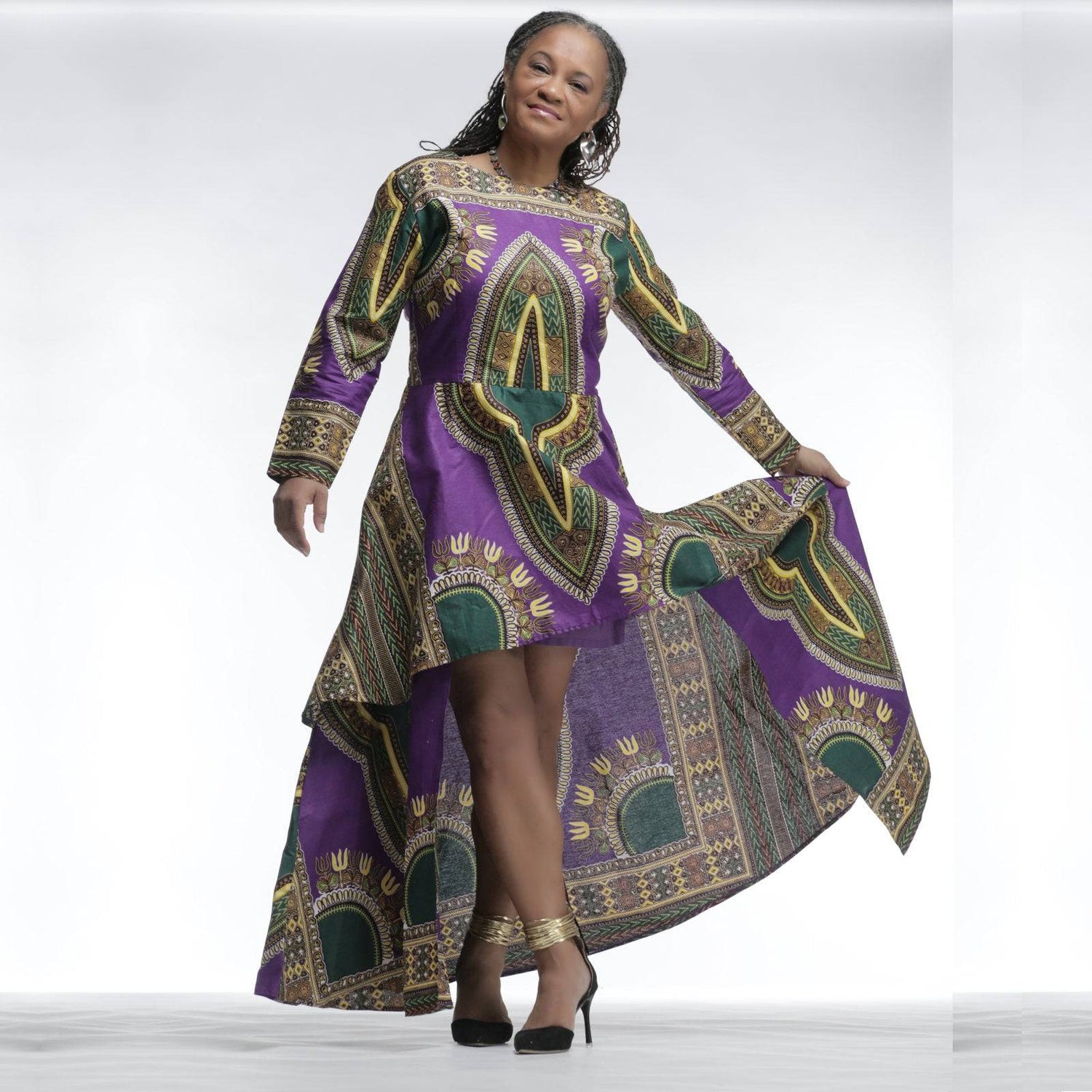 purple dashiki dress 90s-00s African Dashiki Boubou Kaftan Dress