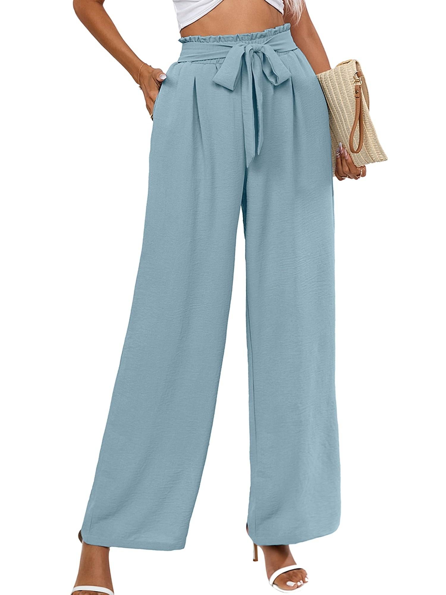 High Waist Wide Leg Palazzo Pants with Pockets with Loose Belt and super Flowy