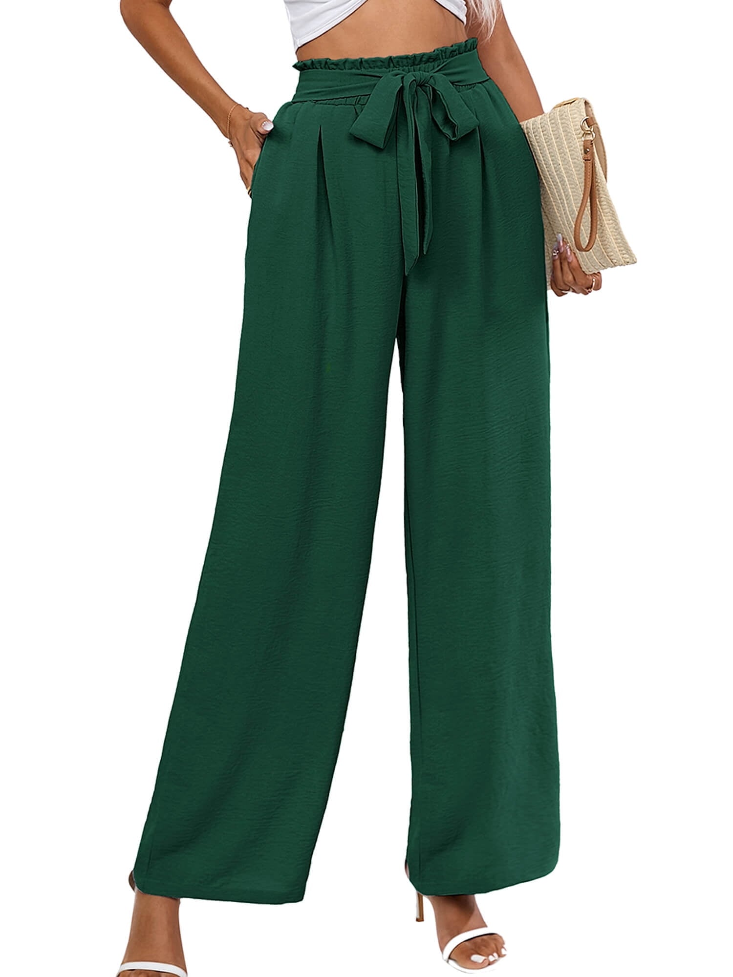 Buy Solid Palazzo Pants with Pockets and Tie-Ups