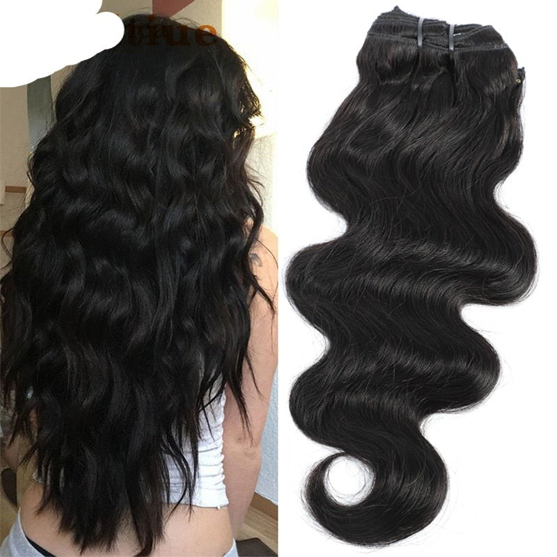 Remy Hair Clip In Brazilian Body Wave extensions Natural Black Color Clip Ins 8-26 Inch 120G