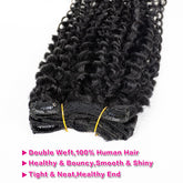 Natural Black Brazilian Kinky Curly Clip In Human Hair Extensions For Black Women