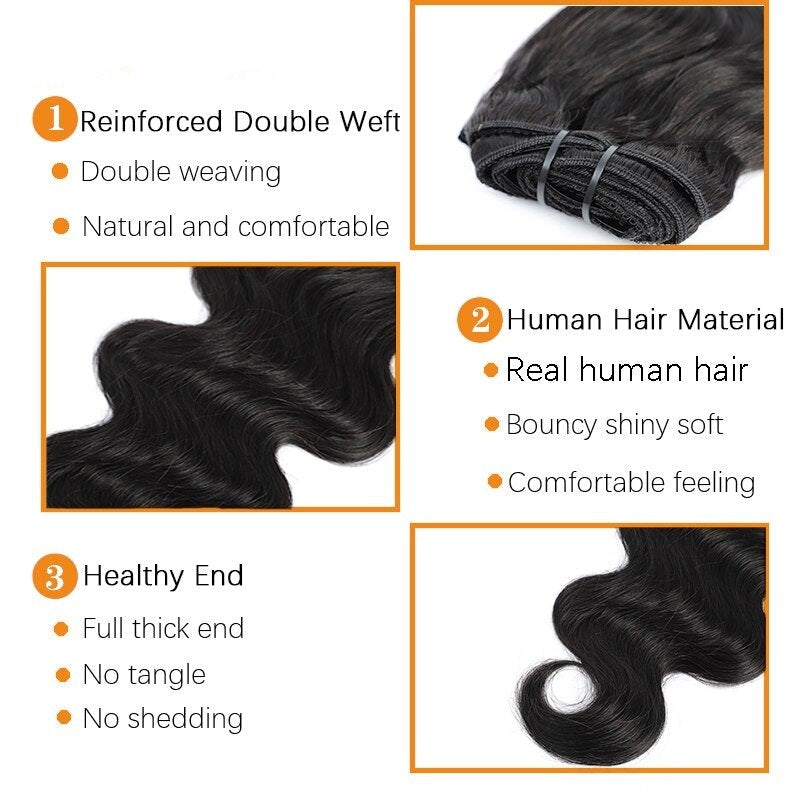 Pince à cheveux Remy dans les extensions de vague de corps brésilienne Clip de couleur noire naturelle Ins 8-26 pouces 120G