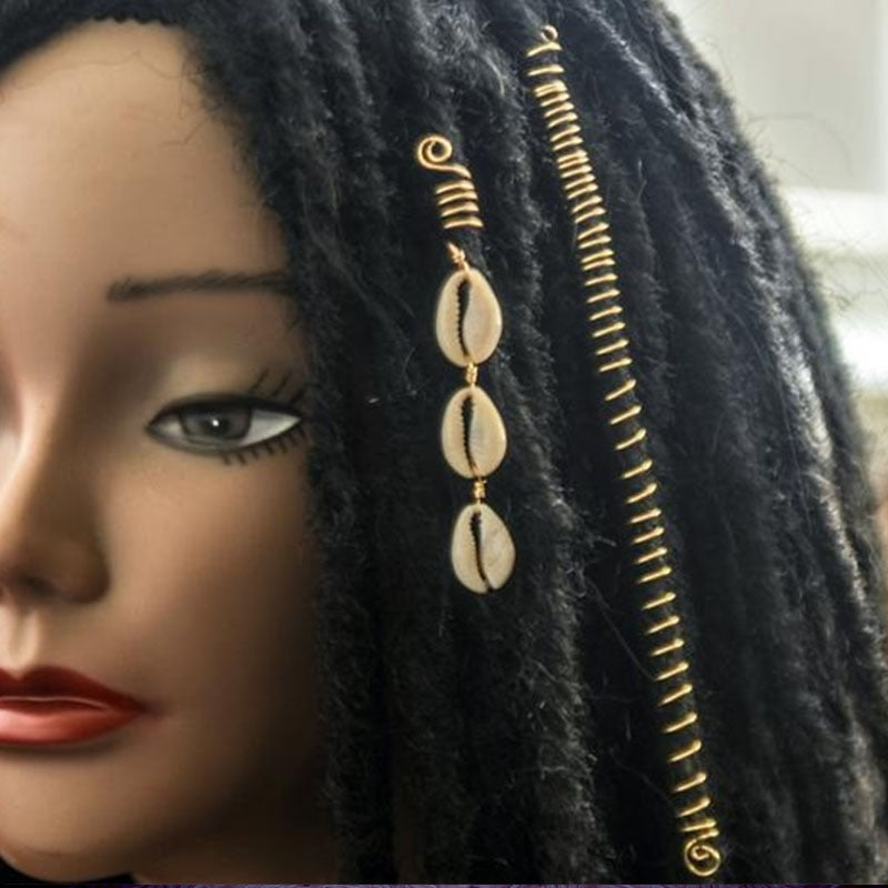 Cowrie shell Hair Jewelry for Weddings Locs, Braids, Sisterlocks