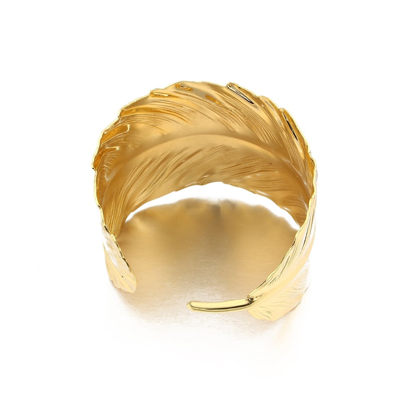 Simple Gold Leaf Open Cuff Bangles Bracelets For Women