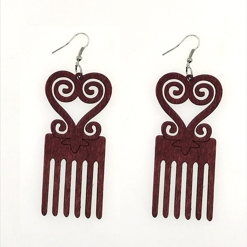 Sankofa oorbellen van hout gemaakt - perfecte sieraden voor feestkleding