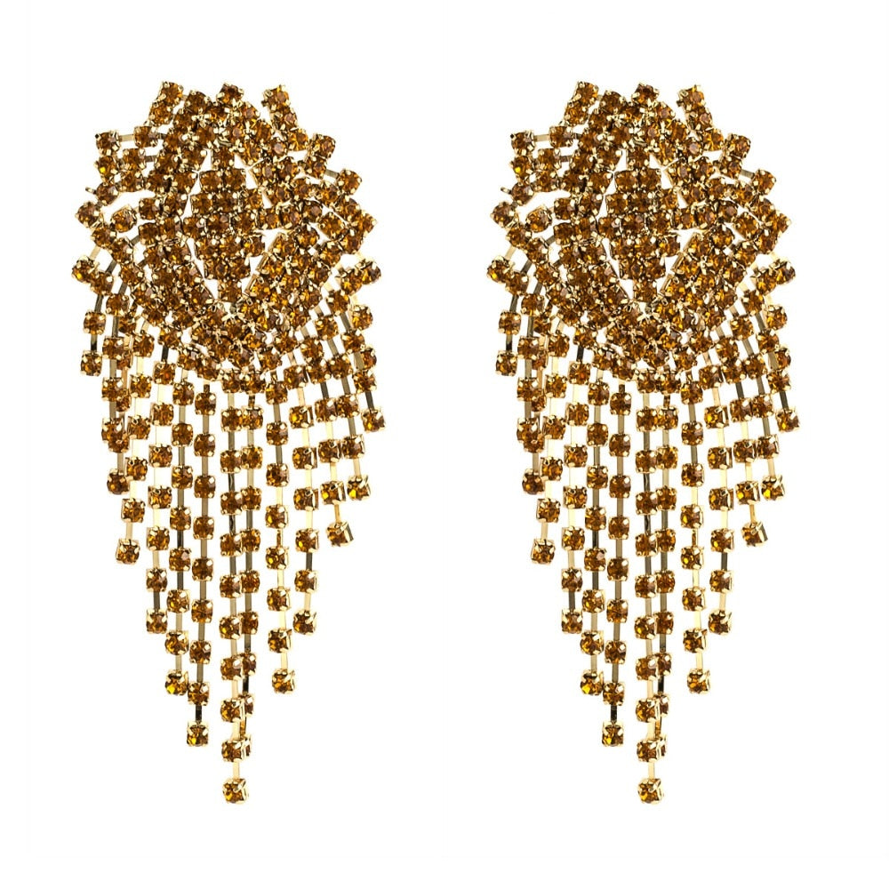 Rhinestone Earrings - Gorgeous Long Hanging Earrings