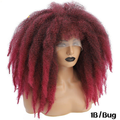 Afro Crochet Lace Front Wigs With Bangs