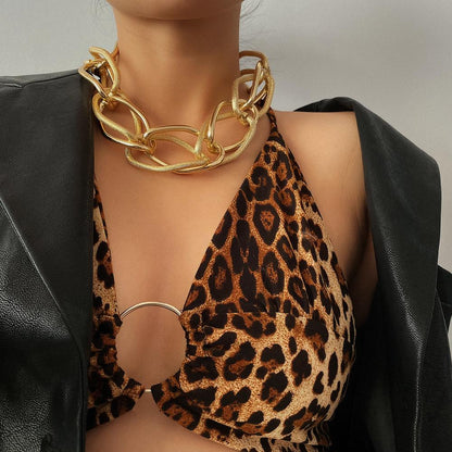 Multi Layered Gold Color Choker Necklace 