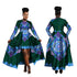 Hi-Low African Dashiki Maxi Dress Green and Blue to adorn all bodies from XS to 6X