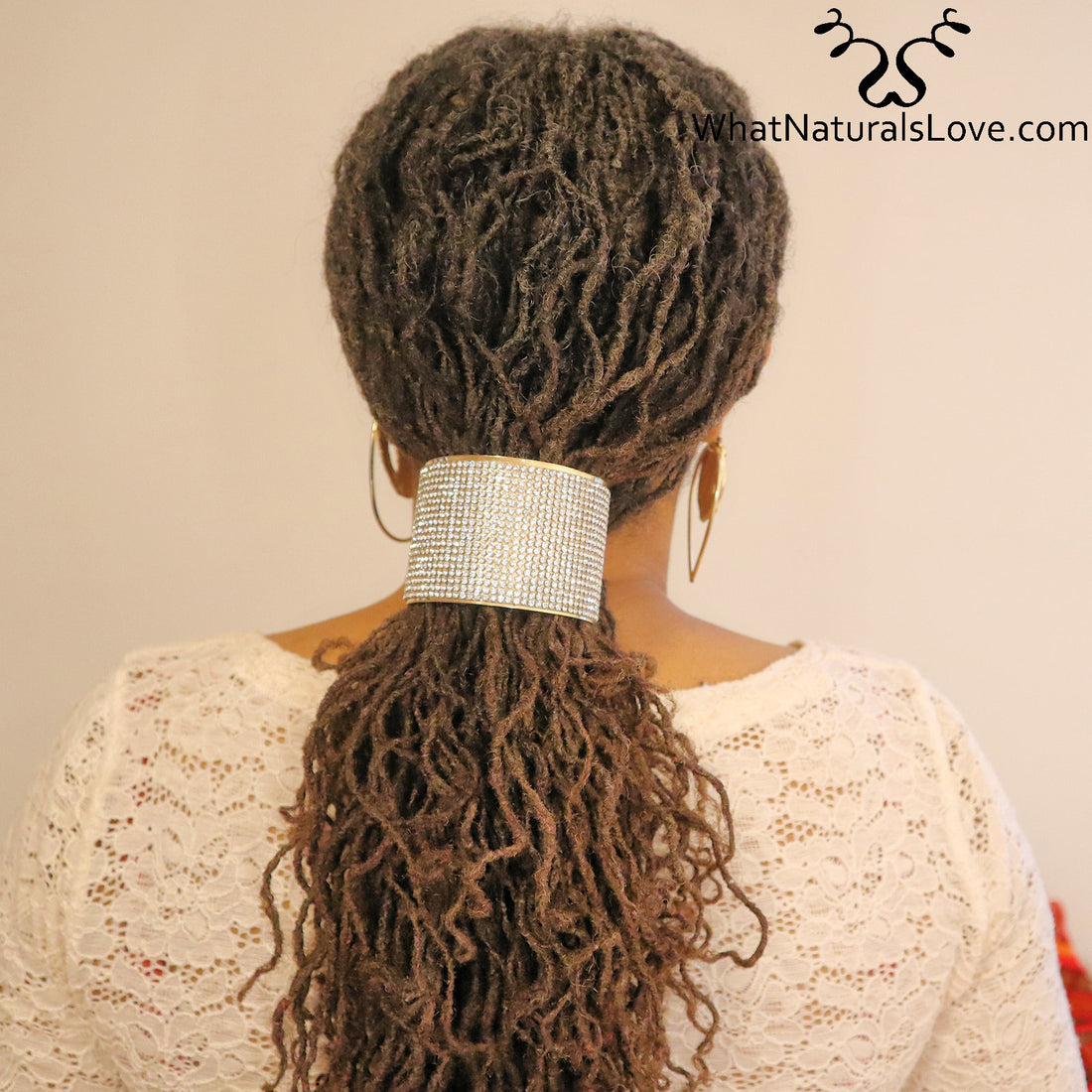 Hair Cuff with Crystals for Locs, Braids, Twists, Dreadlocks, Curls and 4C Hair Perfect for Memorial Day 2024