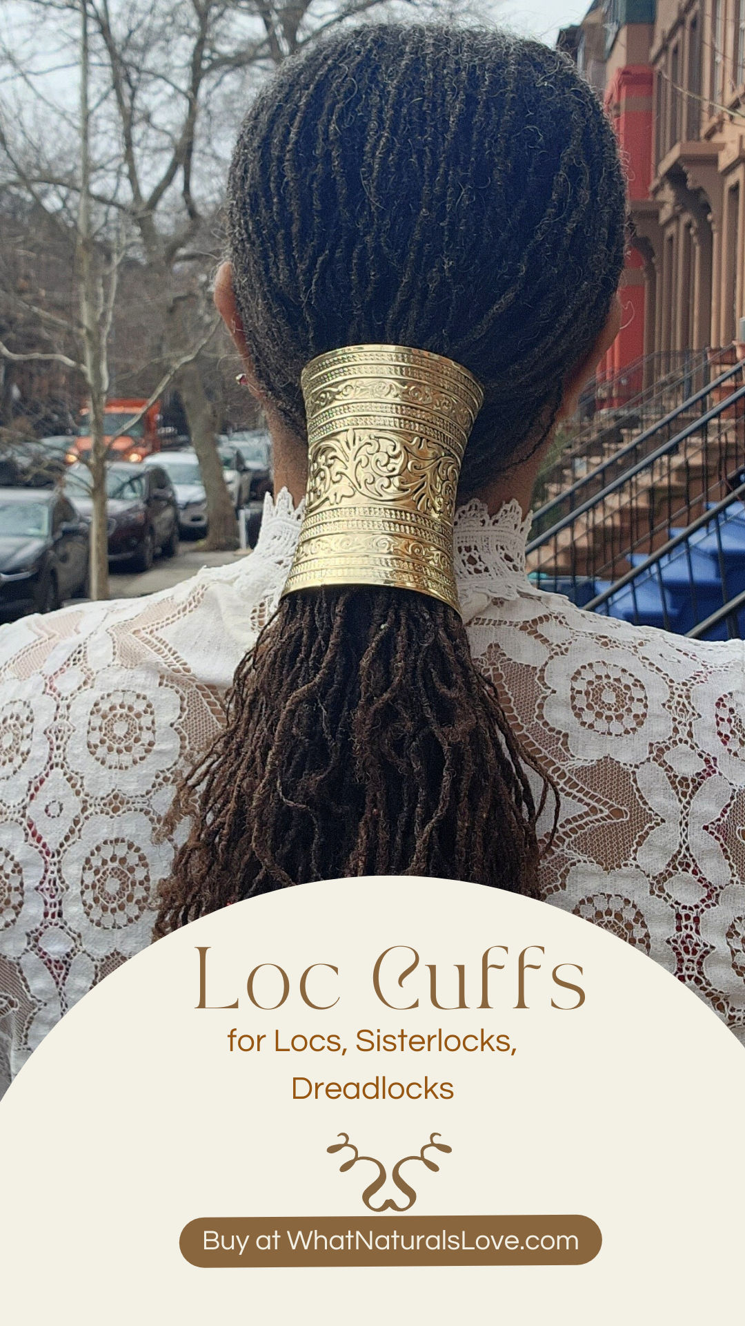 Adjustable Ancient Gold Hair Cuff for long ponytails Locs, Sisterlocks, Dreadlocks and Braids Perfect for Memorial Day 2024