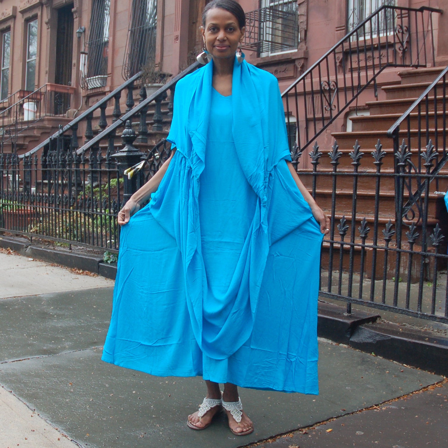 Robe magique marocaine taille unique - Aqua Blue