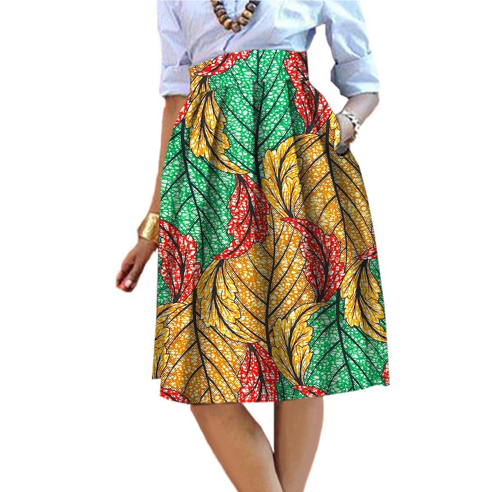Vlekkeloos op maat gemaakte midi-rok met Afrikaanse print