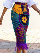 Adina African High Waist Fringe Hem Skirt 