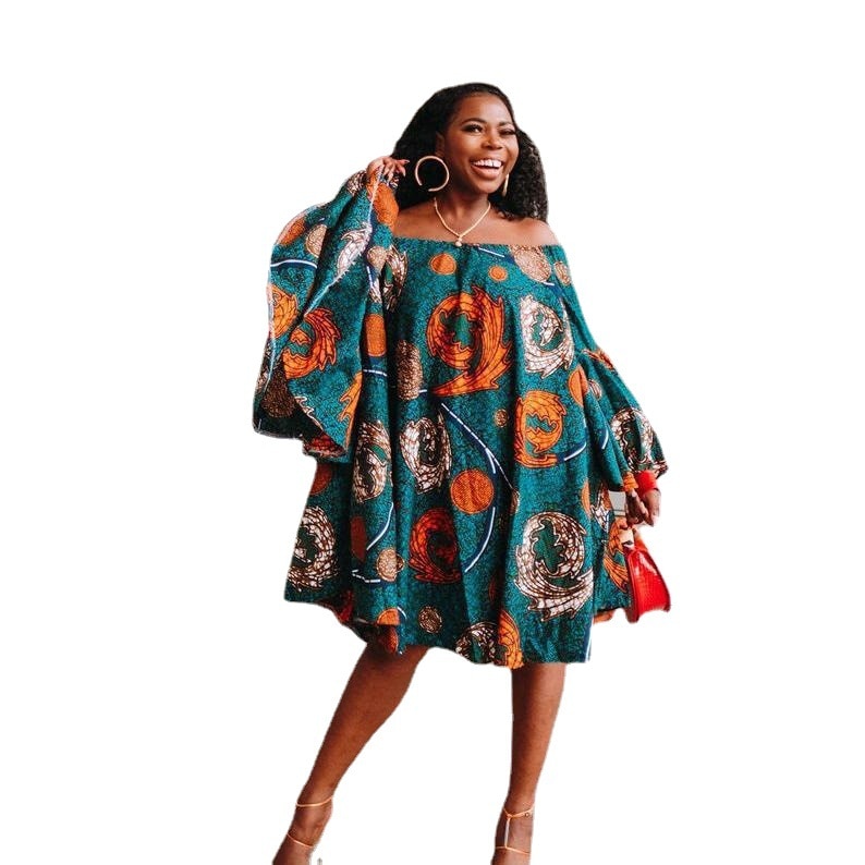 Off Shoulder African Dress with Batwing sleeves