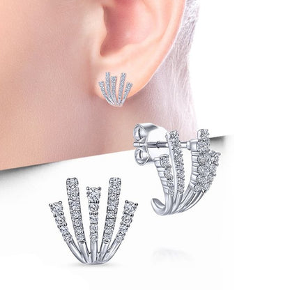 Huitan Silver Color Claws Stud Earrings with Crystal Stone Modern Design For Women