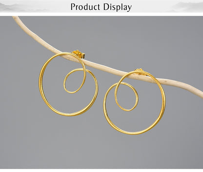 Minimalism Gold Round Spiral Twisted Stud Earrings