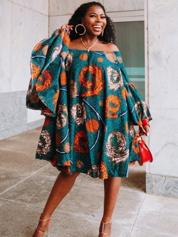 Off Shoulder African Dress with Batwing sleeves