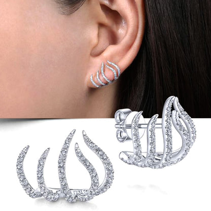 Huitan zilveren kleur klauwen oorknopjes met kristalsteen modern ontwerp voor vrouwen