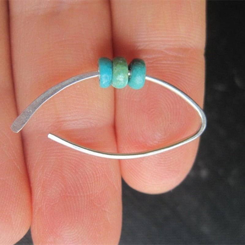 Boho Hand Beaded turquoise earrings