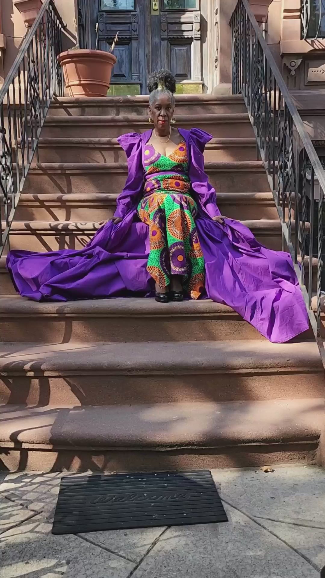 Super elegante Afrikaanse Ankara-jurk met sleep